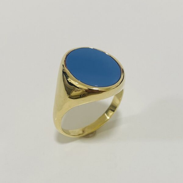 Siegelring ovaler Lagenonyx 585 Gelbgold