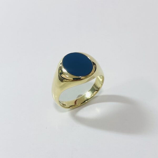 Siegelring ovaler Lagenonyx 585 Gelbgold