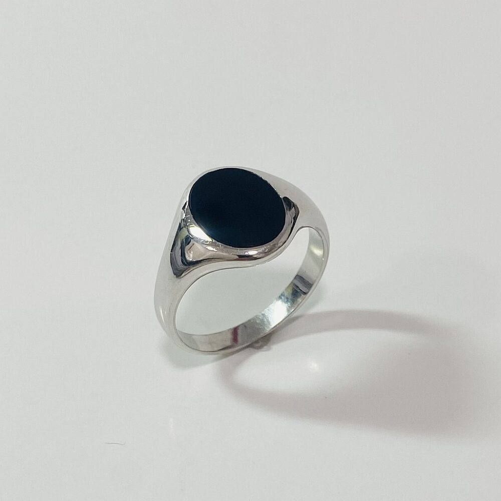 Siegelring Onyx Schwarz - 925er Silber Rhodiniert